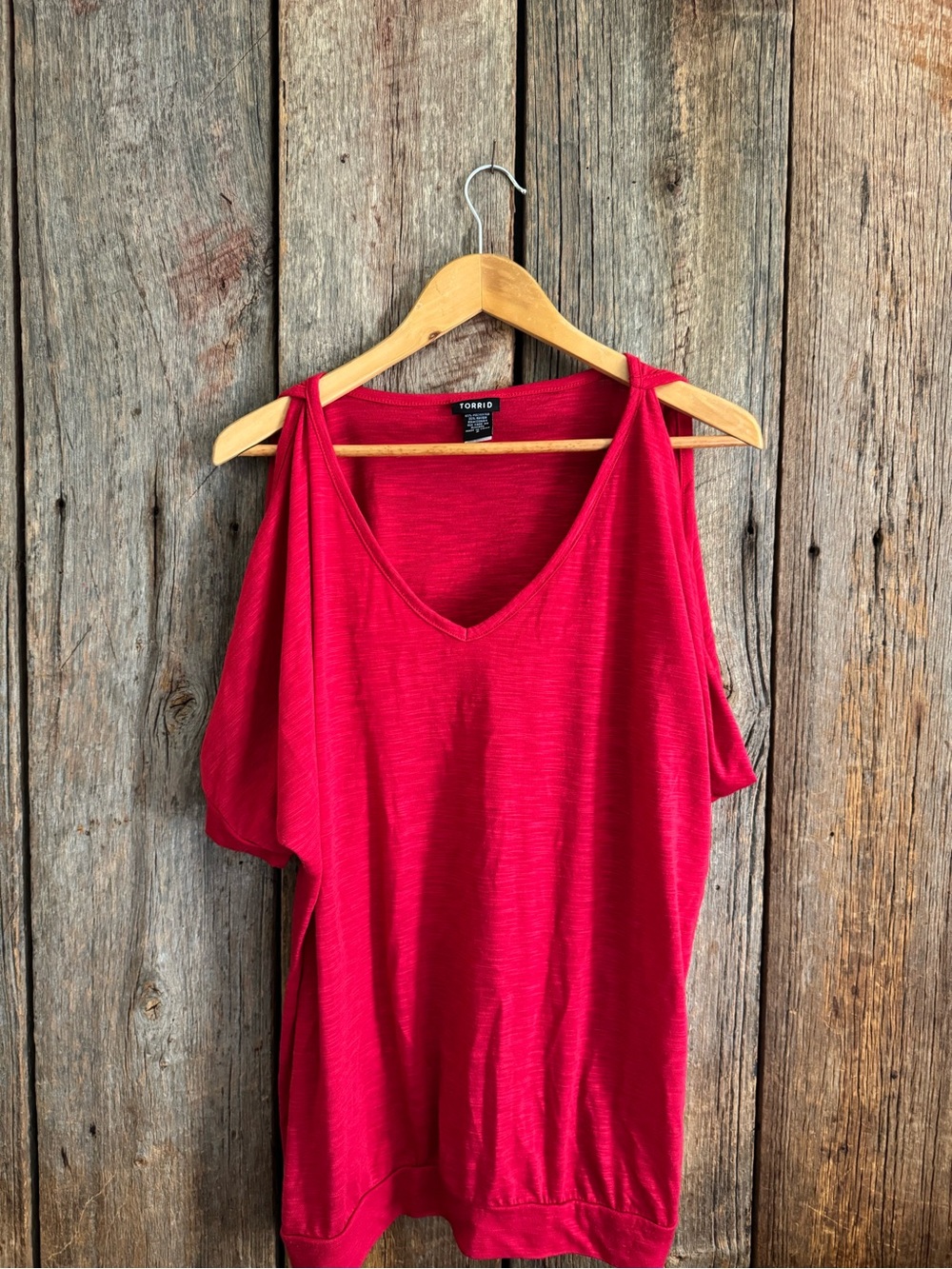 torrid bright raspberry cold-shoulder V-neck tank